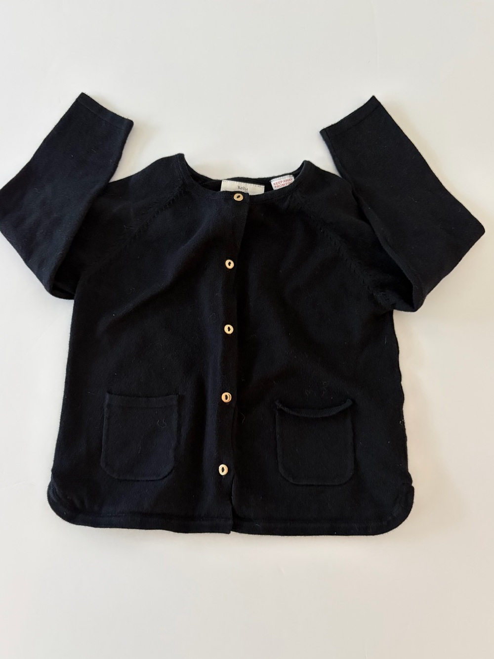 Zara Kids Black Button-Front Pocket Cardigan 2-3T